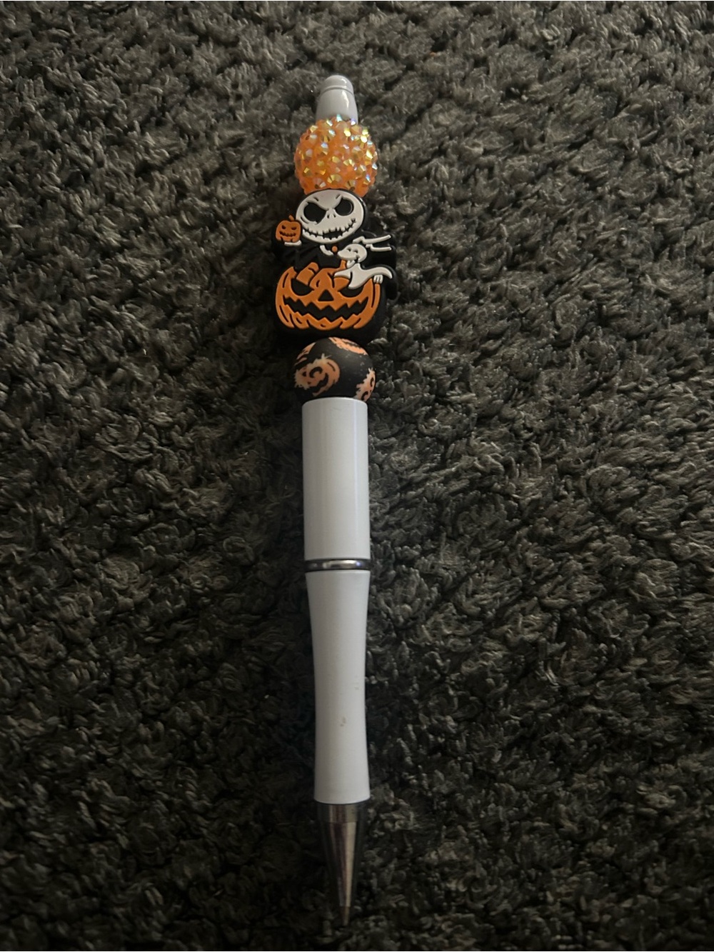 Handcrafted Halloween Jack Skellington Pumpkin Beaded Pen
